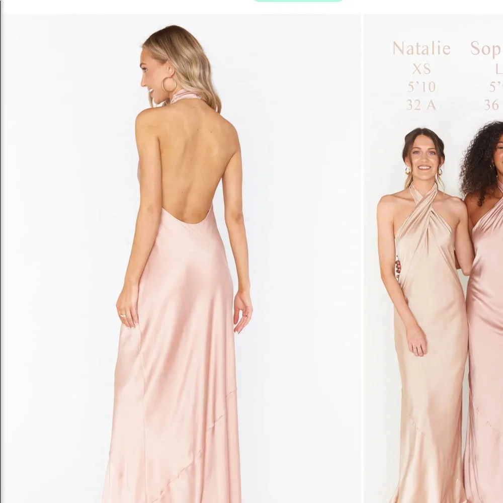 Show Me Your MUMU Luxe Rose Gold Jasmine Halter Maxi Dress - Picture 2 of 7